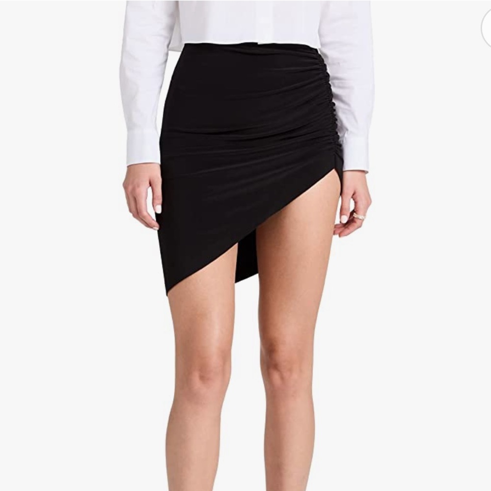 NWT Norma Kamali Black Side Drape Mini Skirt